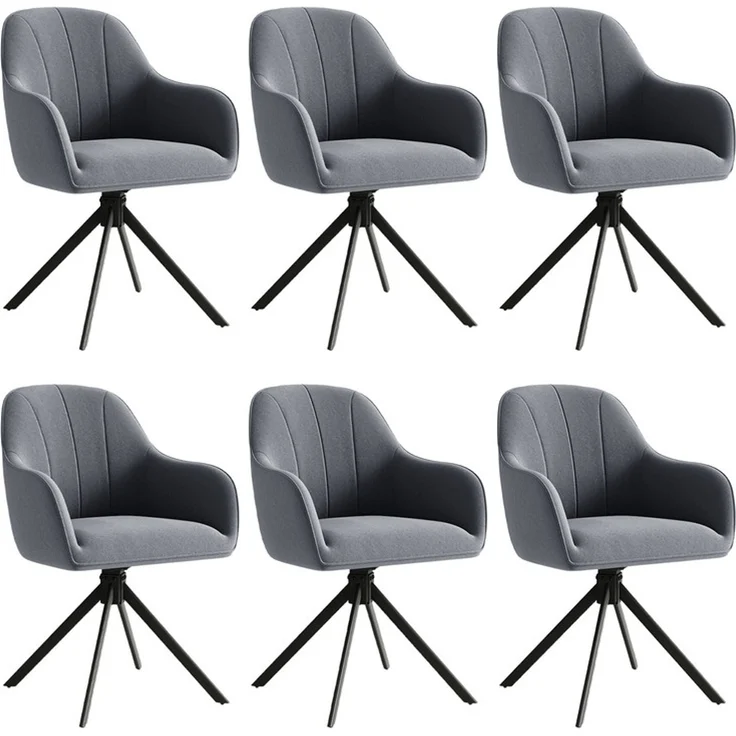 Hawthyhome 4-Fußstuhl Esszimmerstuhl drehbar mit Armlehne, 360° Drehfunktion, ergonomische Sitzschale mit weicher Polsterung, Samtbezug, stabiles schwarzes Metallgestell, moderner Küchenstuhl für Esszimmer, Wohnzimmer, Büro & Homeoffice, Dunkelgrau – Bild 7