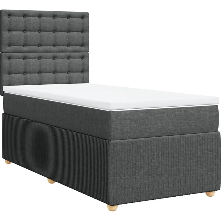vidaXL Boxspringbett mit Matratze Dunkelgrau 100x200 cm Stoff 3294282 – Bild 3