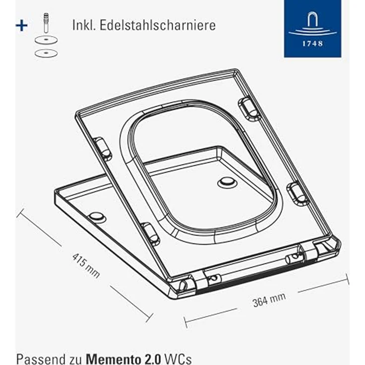 Villeroy & Boch WC-Sitz Memento 2.0 - Toilettendeckel Weiß glänzend mit Absenkautomatik - Abnehmbarer, bruchsicherer Toilettensitz aus Duroplast - Rechteckiger Klodeckel - Original Ersatzteil – Bild 7