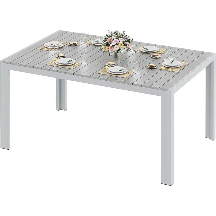 TLGREEN Gartentisch Wetterfest,Balkontisch Aluminium mit WPC Tischplatte, (Outdoor Esstisch für Balkon und Terrasse, Leichtgewicht), Stabiler Quadratisch Terrassentisch – Bild 5