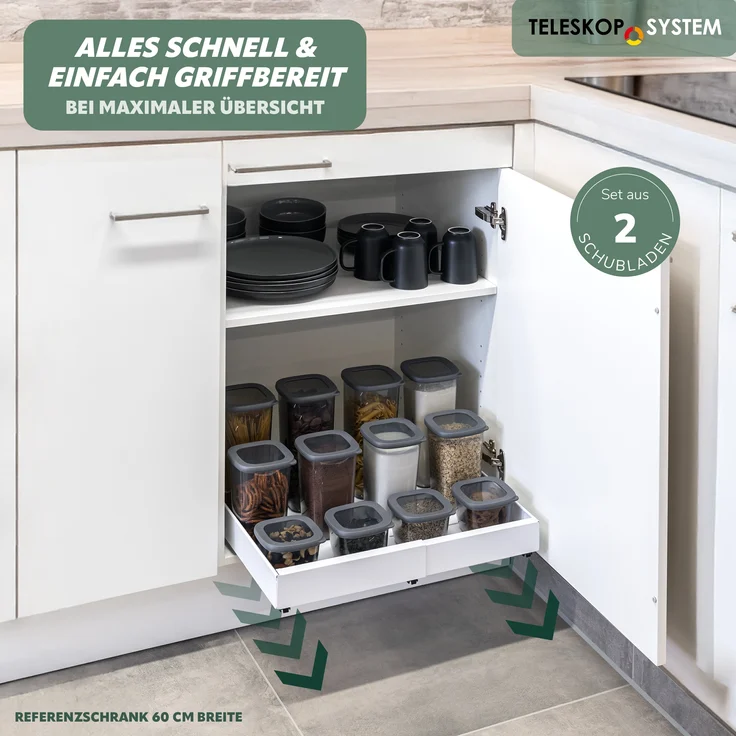 Teleskopschublade 2er, 43-67 cm – Bild 2