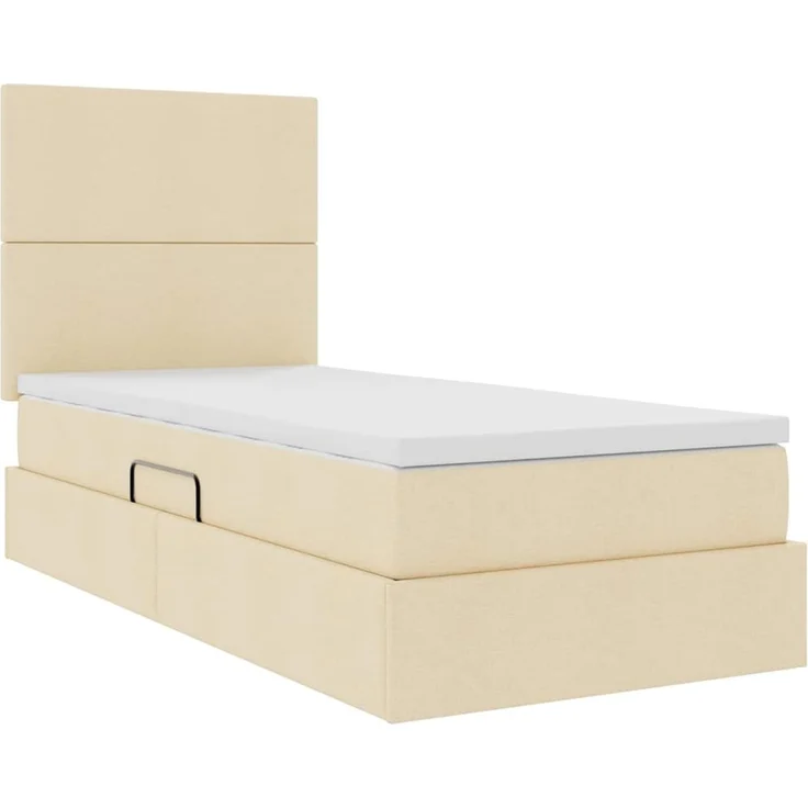 vidaXL LED-Speicherbett mit Matratze Creme 90 x 200 cm Stoff 3372331 – Bild 6