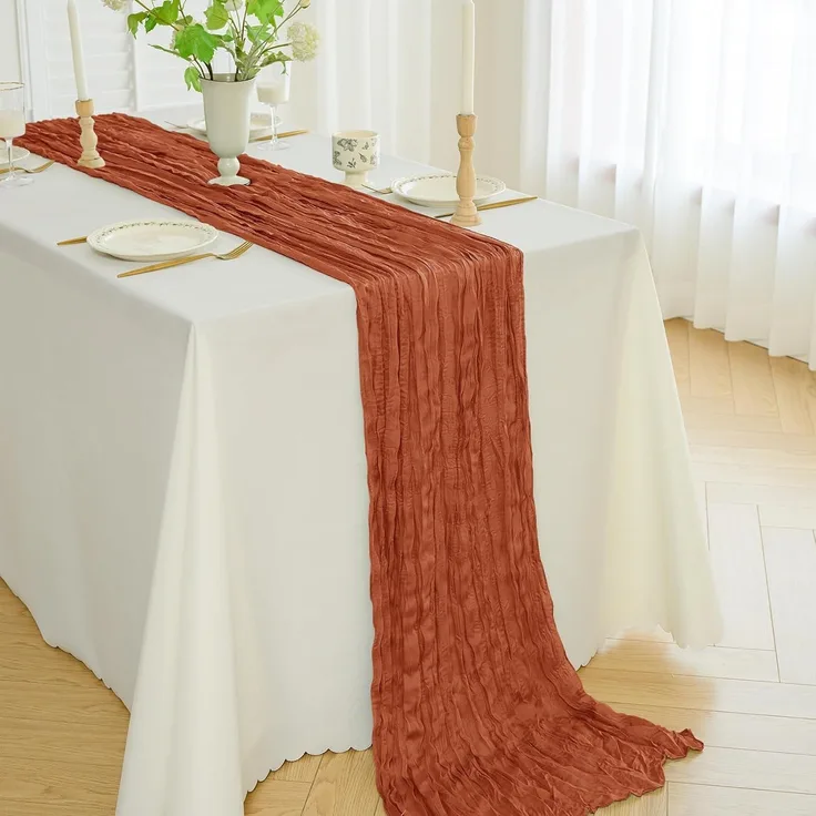 1 Stück – Tischläufer im böhmischen Stil, Käsetuch, 35x120 Zoll, Deko für Feiern, Rot