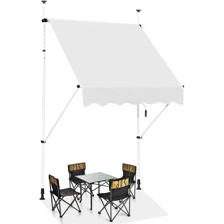 KOMFOTTEU Klemmmarkise Sonnenmarkisen höhenverstellbare Klemmmarkise, 2,5m breit, Beige