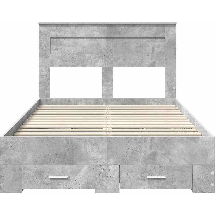 vidaXL Bettrahmen mit Kopfteil Beton Grau 135 x 190 cm Holzwerkstoff 3409998 – Bild 7