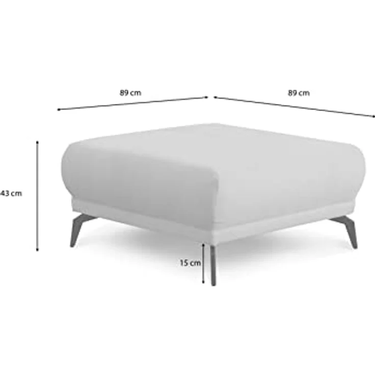 CAVADORE Hocker Cooper / Polsterhocker mit schwarzen Metallfüßen und feinem Cord-Bezug, als Beistellhocker oder Sitzhocker / 89 x 43 x 89 / Cord, Dunkelgrau – Bild 2