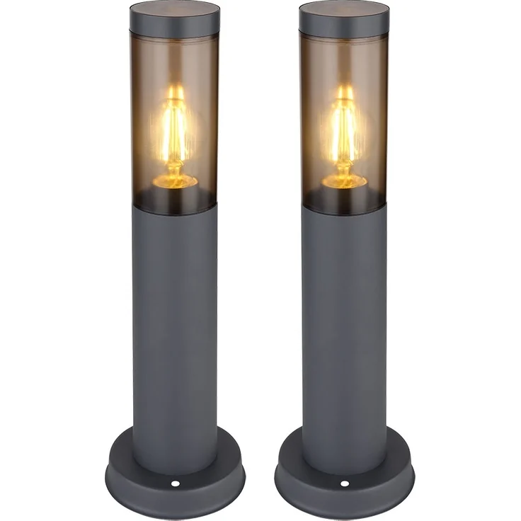 2er Set Sockelleuchte, Edelstahl, anthrazit, rauch, H 45 cm – Bild 1