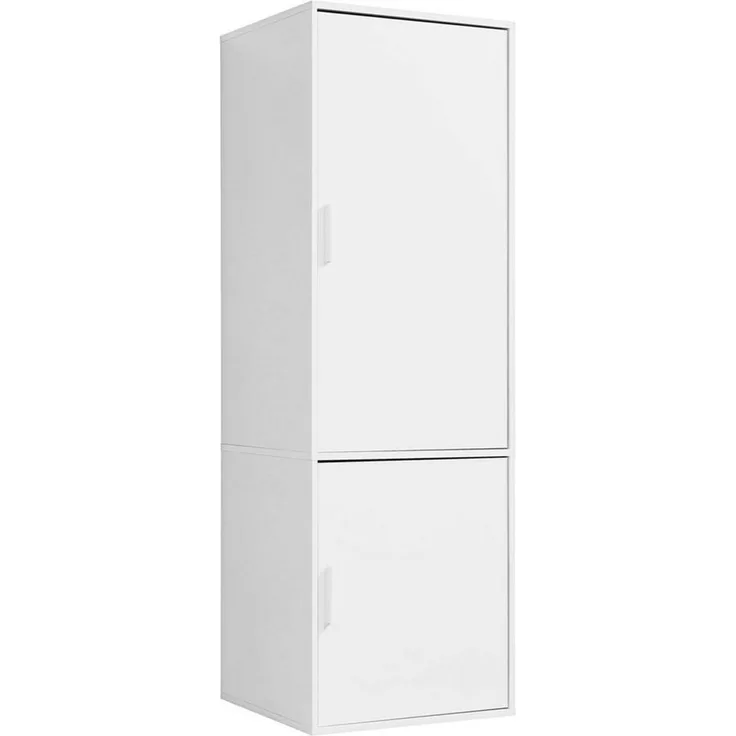 mokebo Kleiderschrank Der Grenzenlose (2- Türig mit Fächern) Garderobenschrank, Schlafzimmerschrank oder Schrank klein in Weiß