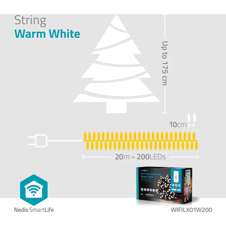 SmartLife Weihnachtsbeleuchtung | Schnur | Wi-Fi | Warmweiss | 200 LED's | 20.0 m | Android™ / IOS – Bild 3