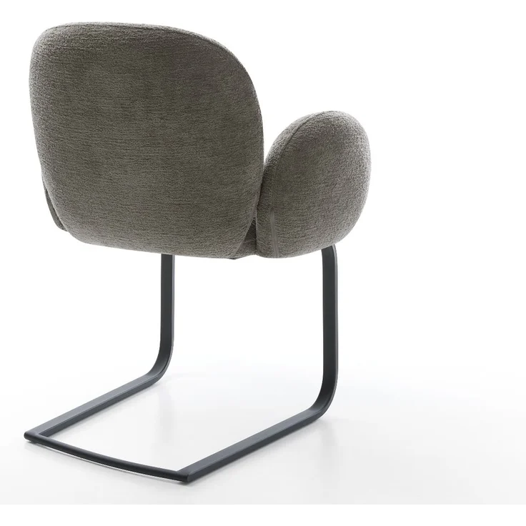 Freischwinger Nube-Flex mit Armlehnen Bouclé Soft Schlamm Freischwinger flach Schwarz Taschenfederkern – Bild 5