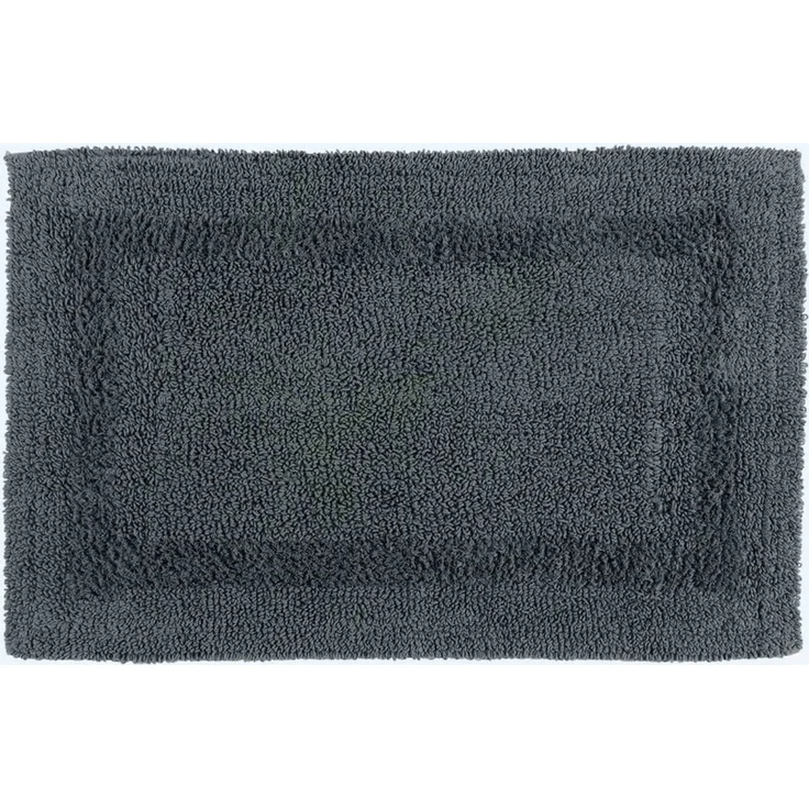 Homescapes 2-TLG. Badematten-Set grau, Badematte 50x80 cm & WC-Vorleger mit Ausschnitt 50x55 cm, Baumwoll-Badteppiche mit Wende-Design – Bild 2