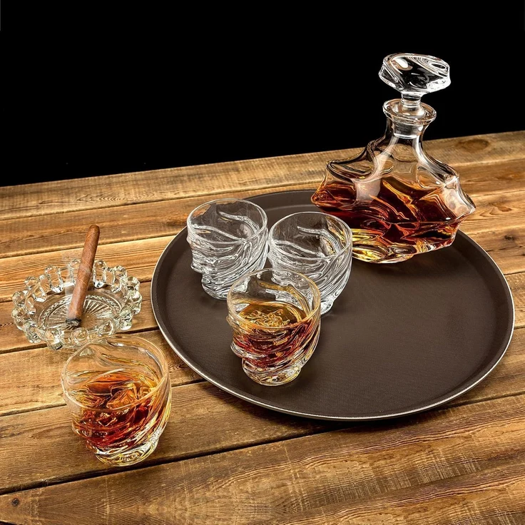 Whisky Karaffe Set mit 4 Gläsern 750ml Bleifrei Luxus Geschenk – Bild 5