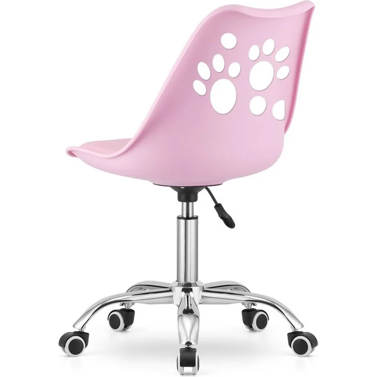 Kids Collective Kinderstuhl mit Rollen, verstellbar Schreibtischstuhl Kinder Kinderdrehstuhl, Polypropylen, Kunstlederkissen, Chromgestell, 57 x 50 x 93,5 cm, Rosa – Bild 2