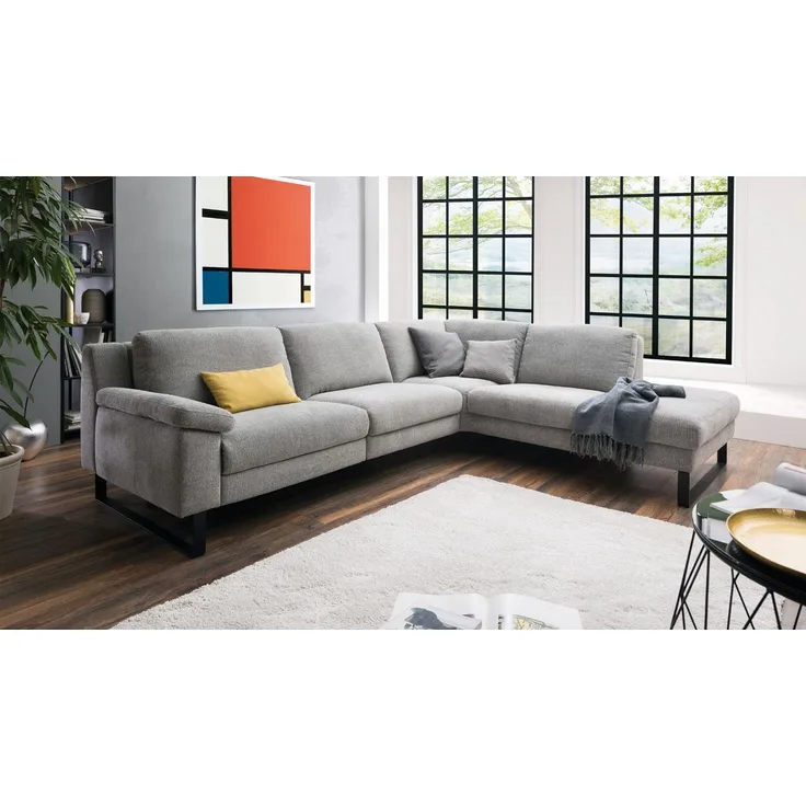 Ecksofa MESA Wohnlandschaft Stoff hellgrau mit Federkern