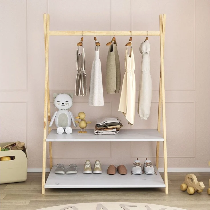 IDIMEX Kinderkleiderschrank DANILO Kindergarderobe freistehend Ablage Tipidesign – Bild 1