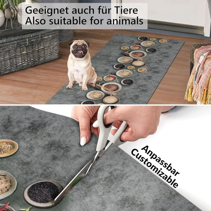 ANRO Küchenläufer RANNA Hochwertig Küchenteppich Teppich Textil, Eckig, Bodenläufer 100x65cm Mosaik Bunt pflegeleicht – Bild 5