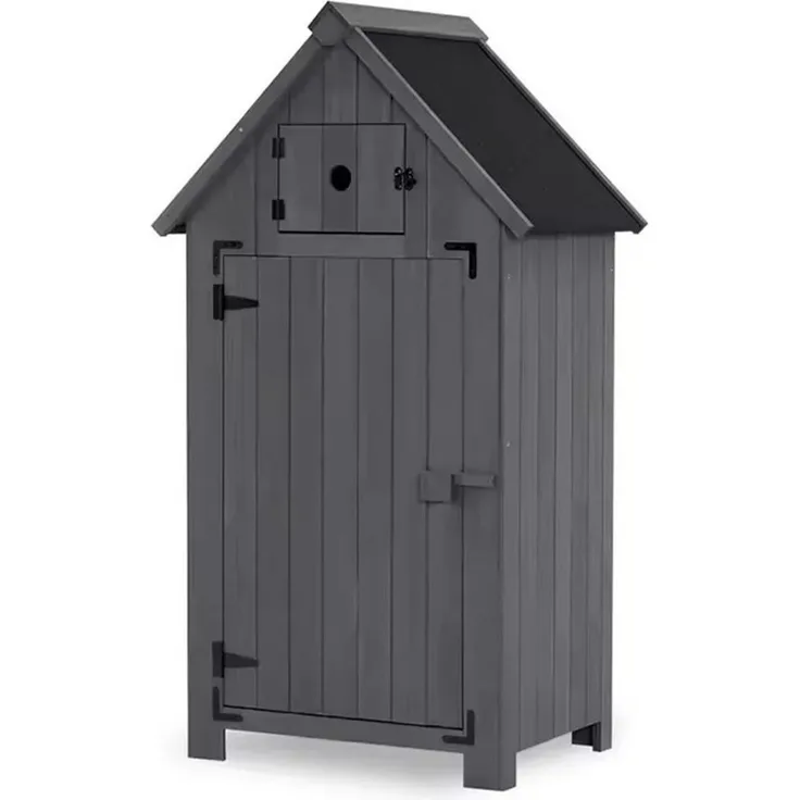 Divit Pflanzkübel Gartenschrank wetterfest Geräteschuppen Holz 65 x 46 x 137 cm IG10 gra
