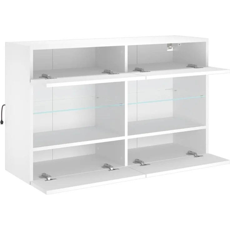 TV-Wandschrank, Fernsehschrank mit LED-Leuchten Weiß 98,5 x 30 x 60,5 cm – Bild 7