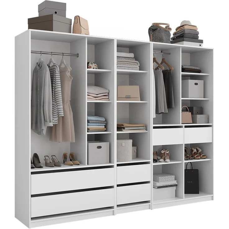 Kleiderschrank Elmo Weiß 100 x 200 cm 3er Set Vicco – Bild 6