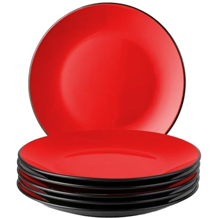 MiaMio Teller Le Papillon Teller Set 6 Personen Modern (Rot, 26 cm), (6 St) – Bild 1