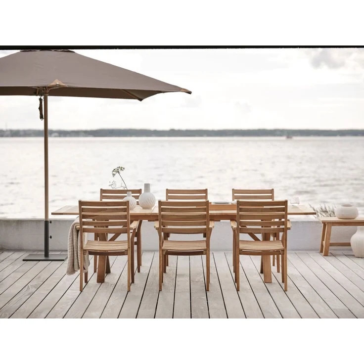 Gartenesstisch Brutus aus Teakholz, modern und ausziehbar, natur, 200–265x100 cm, für 6–8 Personen – Bild 3