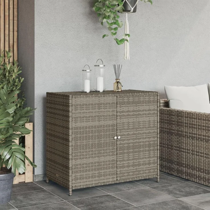 vidaXL Gartenschrank Grau 83x45x76 cm Poly Rattan 365545 – Bild 5