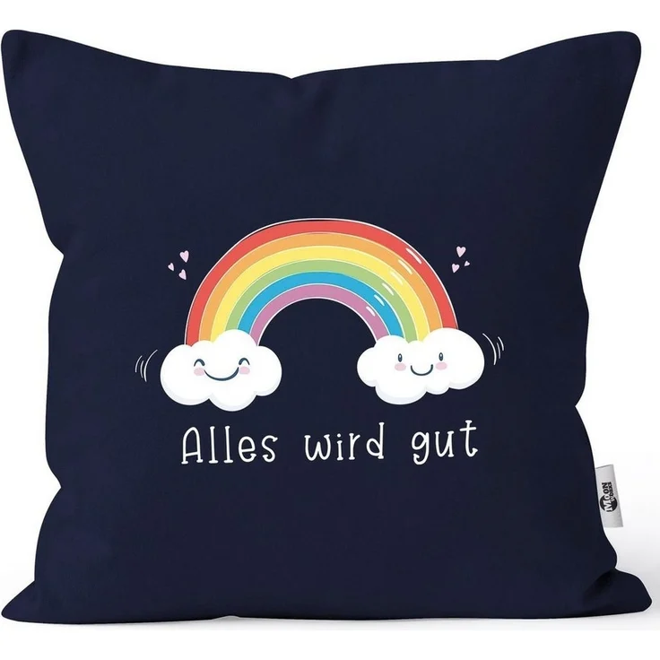 MoonWorks Dekokissen Kissen-Bezug Regenbogen Alles wird gut Mutmacher Geschenk Trost Aufmunterung positiv denken durchhalten Moonworks® – Bild 5