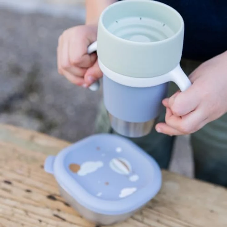 Béaba, Edelstahl-Lernbecher Click & Drink – 360°-Becher ohne Ventil, auslaufsicher, kippsicher, mitwachsend, 1-Klick-Öffnung, Baby- und Kinderbecher, 240 ml, Kiesel – Bild 7