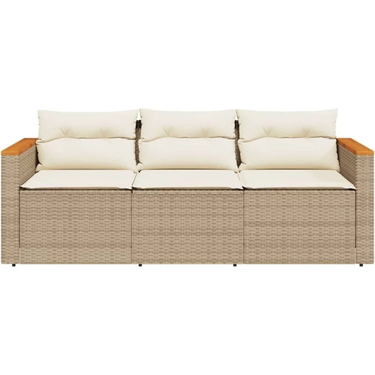 vidaXL Gartensofa mit Kissen 3-Sitzer Beige Poly Rattan 365831 – Bild 3