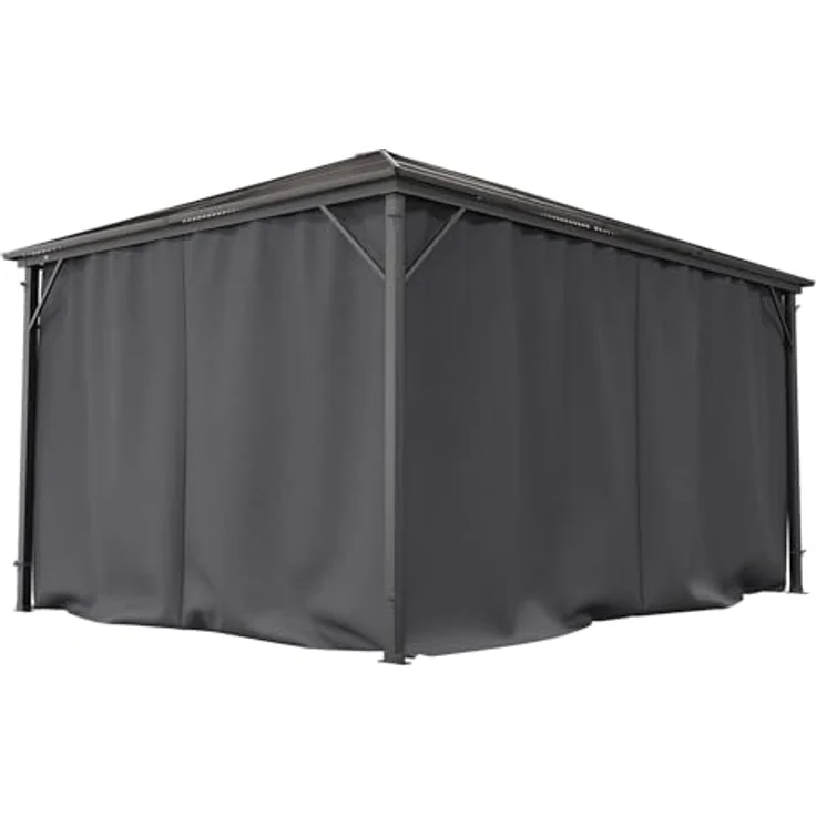 GARMIO Pavillon Rom, Metallgestell mit 4 Säulen, Schwarz, wasserdicht, UV-Schutz, mit Vorhang und Mückennetz, 3x4m, 2,7m Höhe, inklusive Montagezubehör – Bild 4