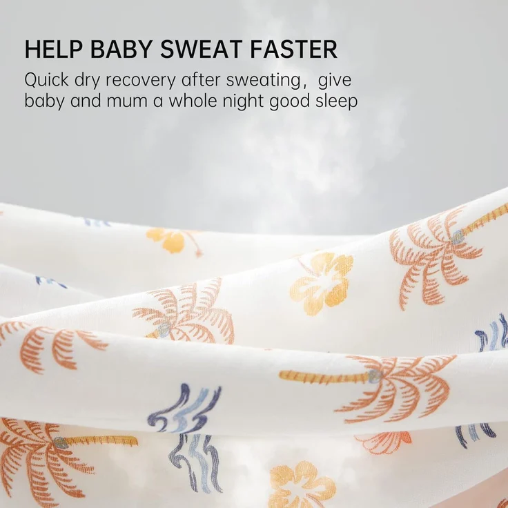 Duomiaomiao Sommerschlafsack Baby, Musselin Schlafsack 0.6 Tog, Baby Schlafsack neugeboren, Dünne Schlafsack Kinder（Kokosnuss-Hain-70） – Bild 1