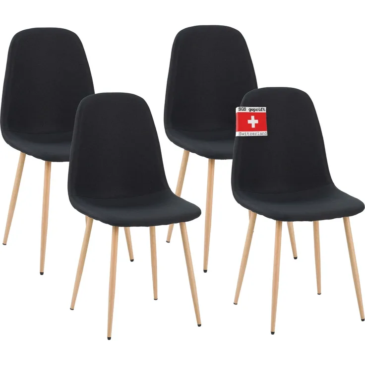 Esszimmerstühle 4er Set FANO schwarz - Komfortabler Polsterstuhl für Modernes und Stilvolles Design am Esstisch - Küchenstuhl oder Stuhl Esszimmer mit hoher Belastbarkeit bis 110kg