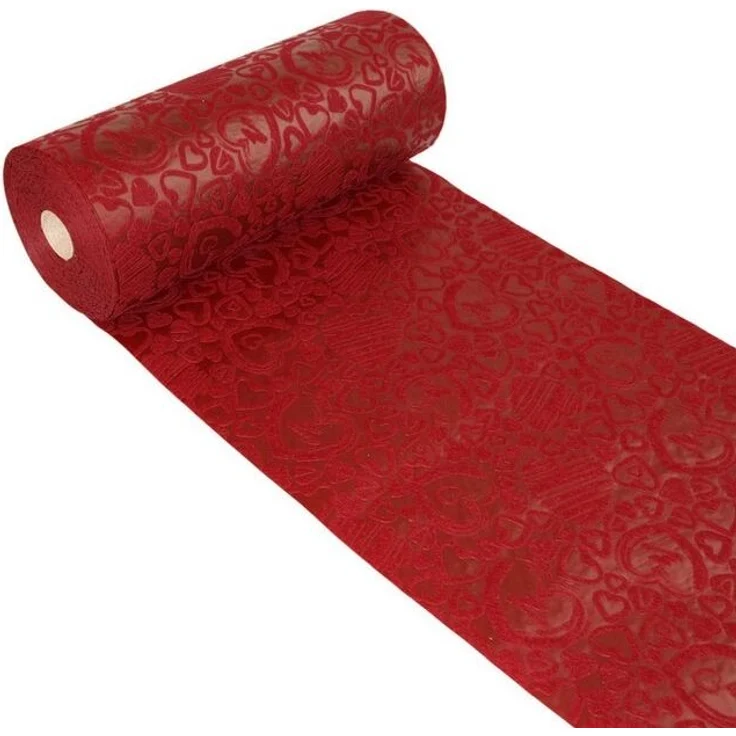 Deko AS Tischläufer Tischläufer Dekoflor® "Herz" bordeaux - 300mm 25m - 55-300-25-11 (1-tlg, 1 Rolle Tischläufer), Strapazierfähig – Bild 1