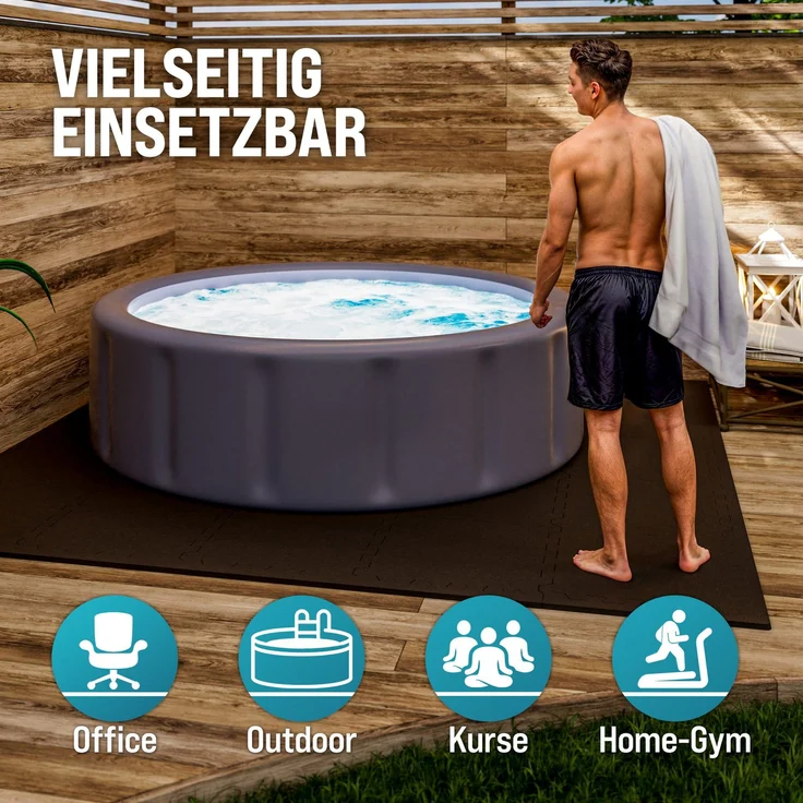 MONZANA® Bodenschutzmatten Fitness Randstücken 30 x 30cm Rutschfest Puzzlematte Trainingsmatten Fitnessgeräte Schwarz – Bild 4