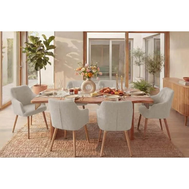 riess-ambiente Esszimmerstuhl SCANDINAVIA MEISTERSTÜCK beige/natur- Strukturstoff, Gummibaum, massiv (Einzelartikel, 1 St), Nordischer Stuhl - ideal für Esszimmer, Wohnbereich oder Homeoffice – Bild 8