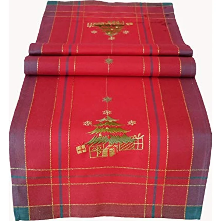 texpot Tischdecke Tischwäsche mit Stickerei Baum Weihnachten Winter (1-tlg) – Bild 2