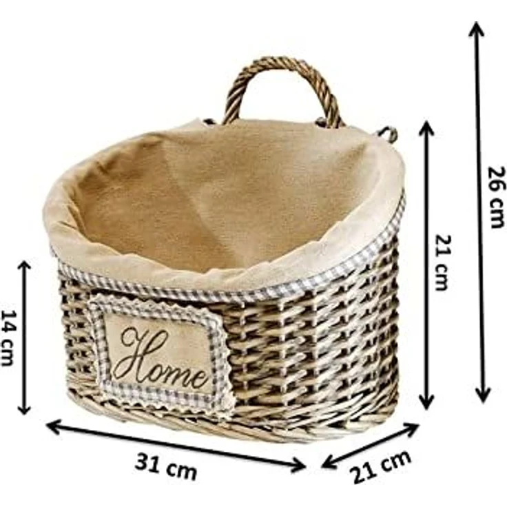 Kobolo Dekokorb Korb Weide mit Textil in grey-washed L 31 cm – Bild 6