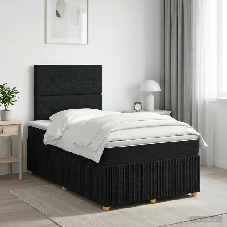 vidaXL Boxspringbett mit Matratze Schwarz 120 x 200 cm Stoff 3454370 – Bild 1