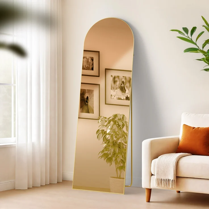Standspiegel MALAGA - Glas Gold glanz 50x3x160 cm | Ganzkörperspiegel Freistehender Spiegel Groß Schlafzimmer – Bild 3
