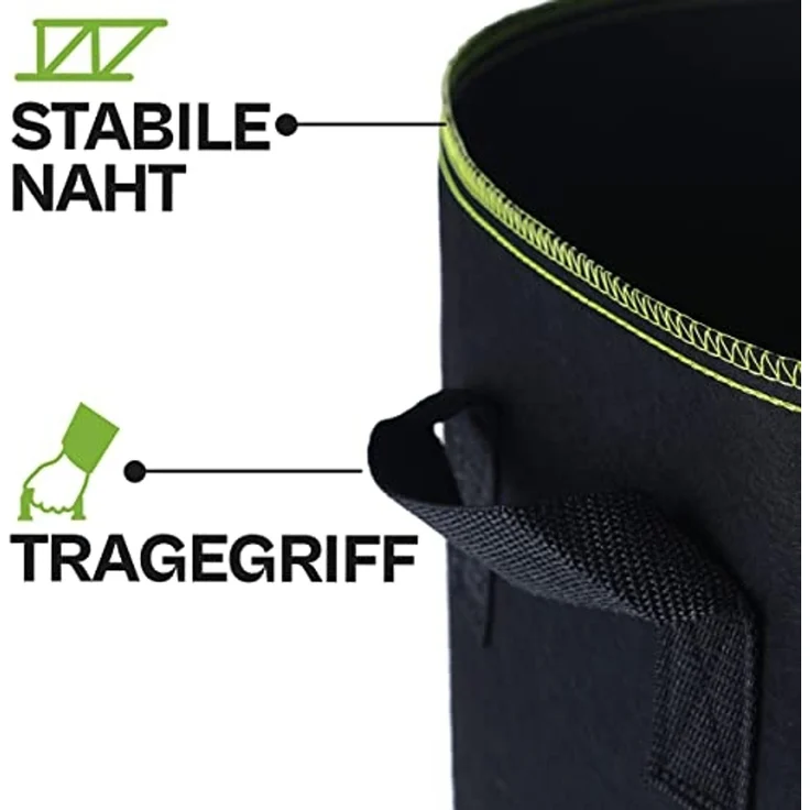Praknu Pflanzkübel Hochbeet Pflanzsack 190L aus Vliesstoff mit Schilder zum Beschriften (Einzelartikel, 1 St), Für Gemüse, Pflanzen & Blumen - Stofftöpfe - Grow Töpfe – Bild 4