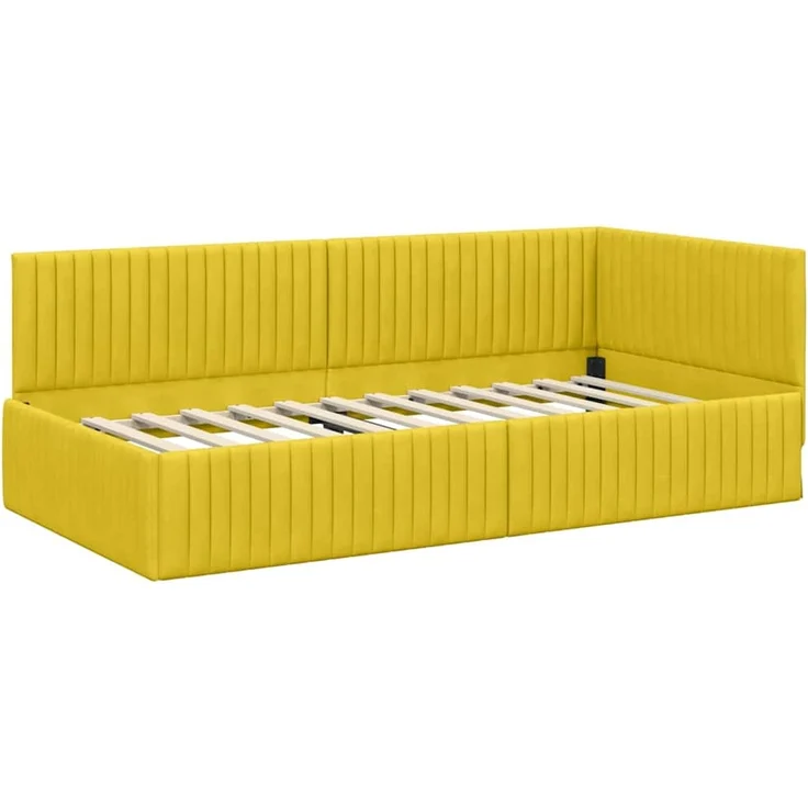 vidaXL Eckbettgestell mit Matratze mit Kopfteil 2 pcs Gelb Samt 3393824 – Bild 6