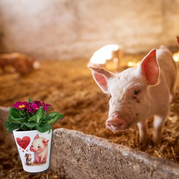 speecheese Blumentopf Schwein mit Maus und Herz Blumentopf Spruch Schön dass es dich gibt – Bild 6