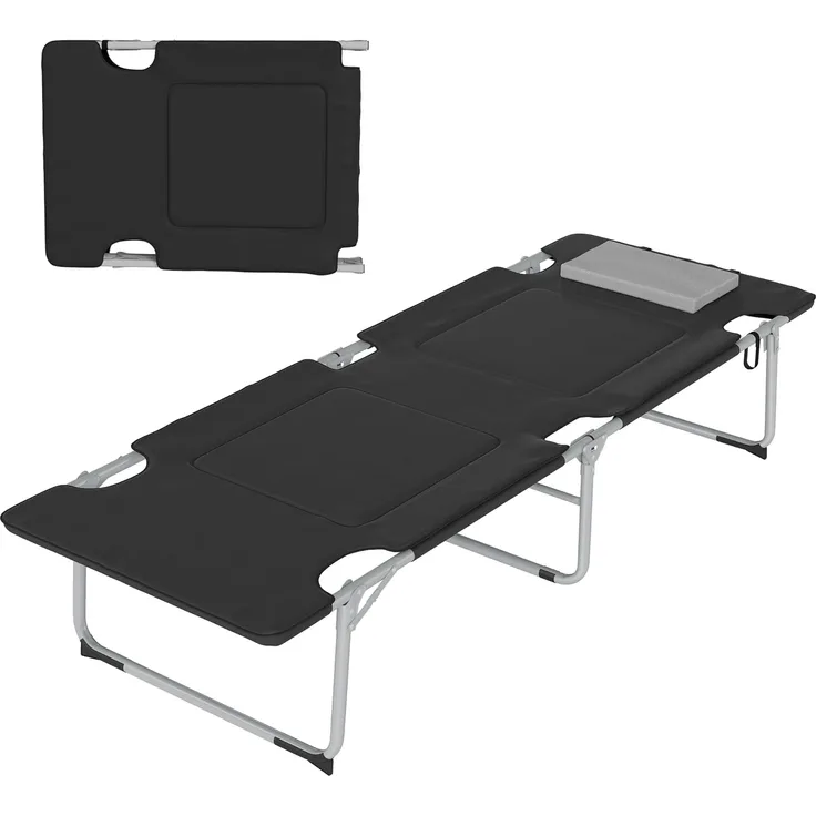 Outsunny Feldbett Campingbett mit rutschfesten Füßen