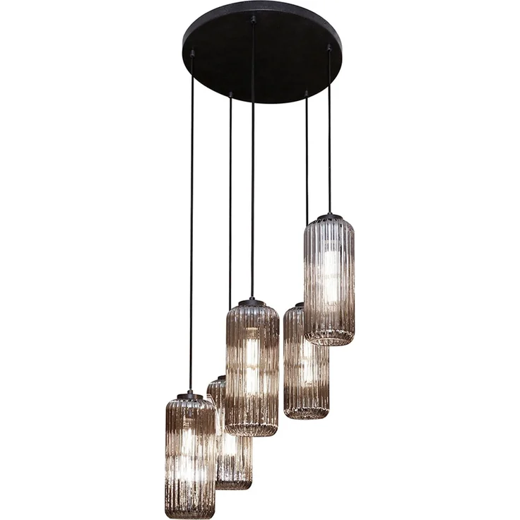 KAWOLA Hängeleuchte CARTOLA Hängelampe 5-flammig Glas schwarz 180 x 45 x 45 cm – Bild 3