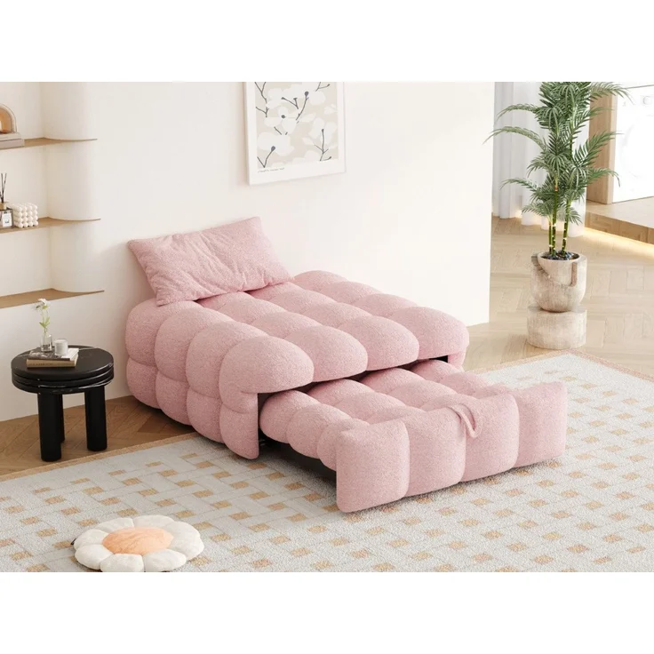 STILVORA Schlafsofa Ausziehbares sofa mit bettfunktion,sofas wohnzimmer,Puffy-Bett,rosa – Bild 3
