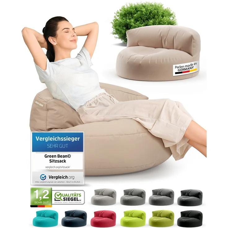 Green Bean® Sitzsack ergonomische Rückenlehne, waschbarer Bezug, mit Füllmaterial khaki, 90x50 cm – Bild 9