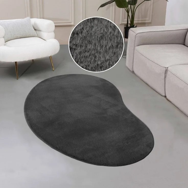 my home Fellteppich Balu Bean, Kaninchenfell, U-förmig, Höhe: 20 mm, Kunstfell Teppich, Modern, weich, Wohnzimmer, Schlafzimmer – Bild 5