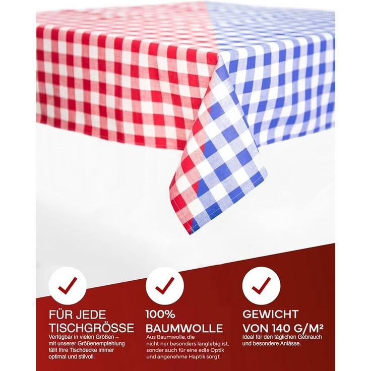 texpot Tischdecke kariert Landhausstil Bauernkaro 100% Baumwolle (1-tlg) – Bild 3