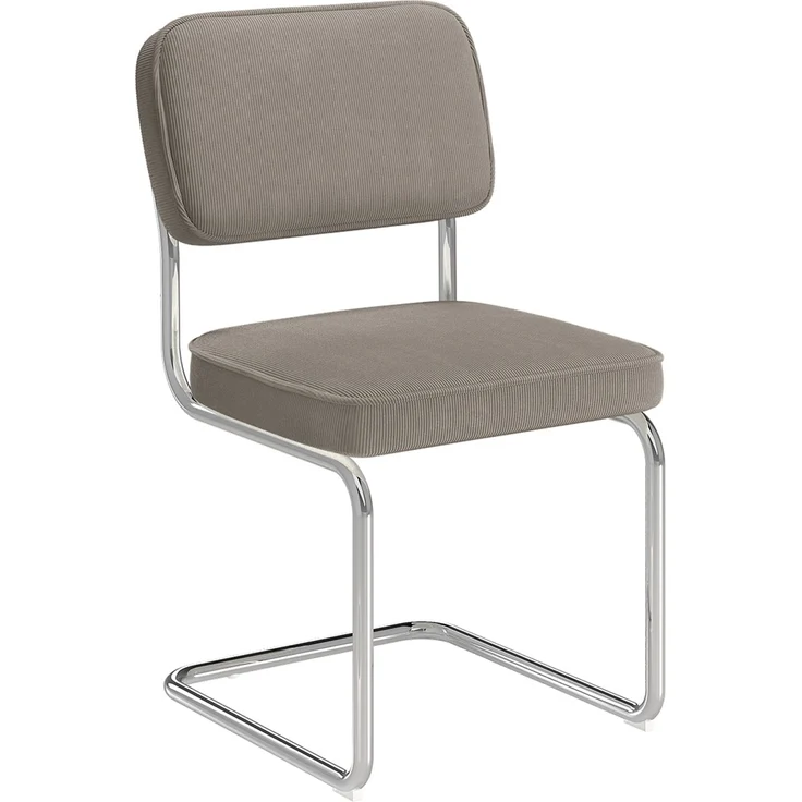 skølm 'Thund' Esszimmerstühle 6er Set, macchiato, Polsterstuhl aus Cord mit verchromten Metallgestell, Schwingstuhl bis 120 kg belastbar – Bild 12