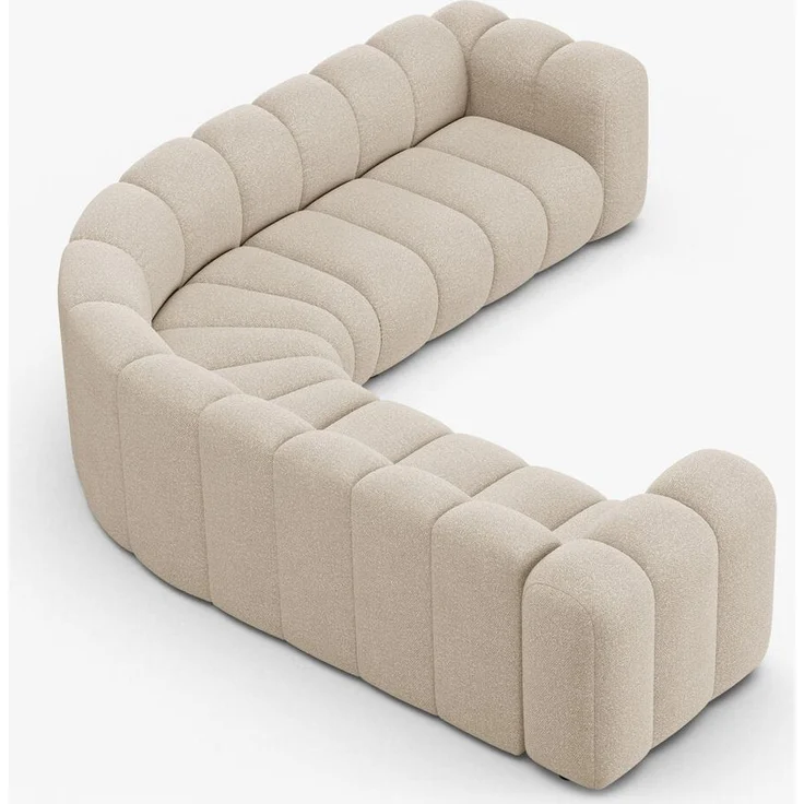 Micadoni symmetrisches Ecksofa Lupine 5-Sitzer mittelgroß Boucle Baloo Beige – Bild 4